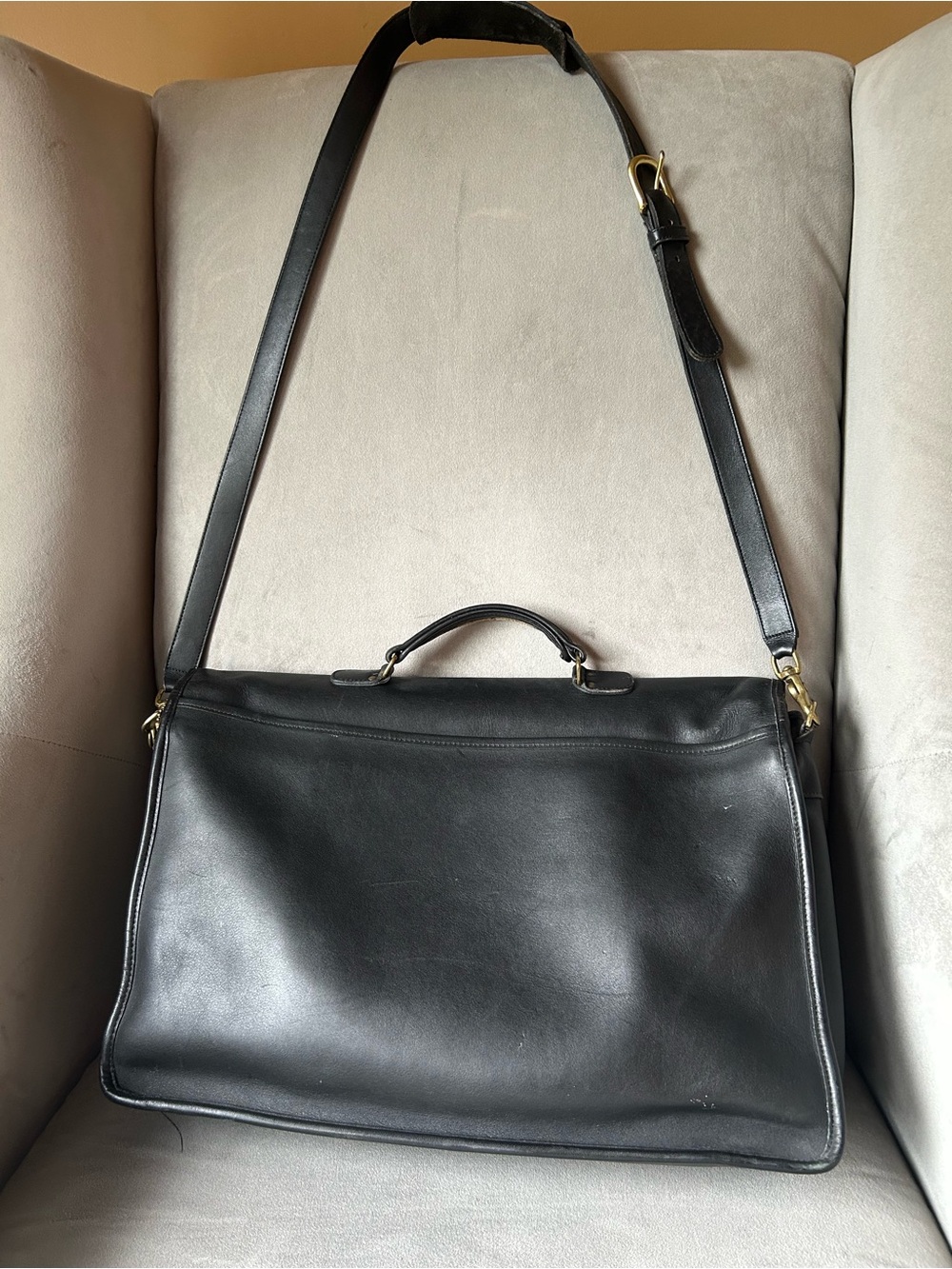 Vintage Coach Black Leather Beekman Briefcase Messenger Bag USA - Picture 4 of 16